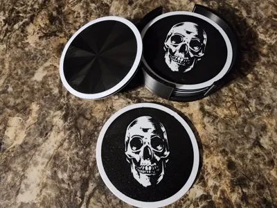 Skull coasters with holder
