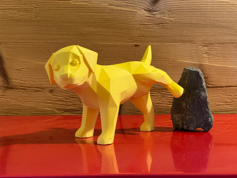 Low poly peeing dog