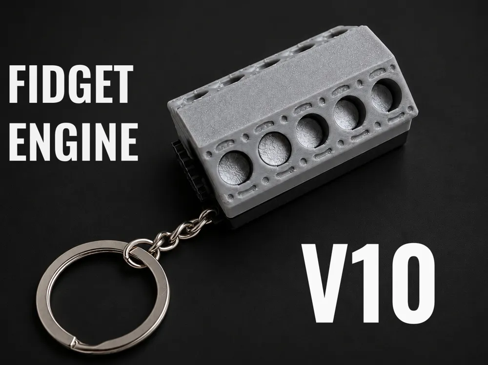 Fidget engine keychain - V10 - Free 3D Print Model - MakerWorld