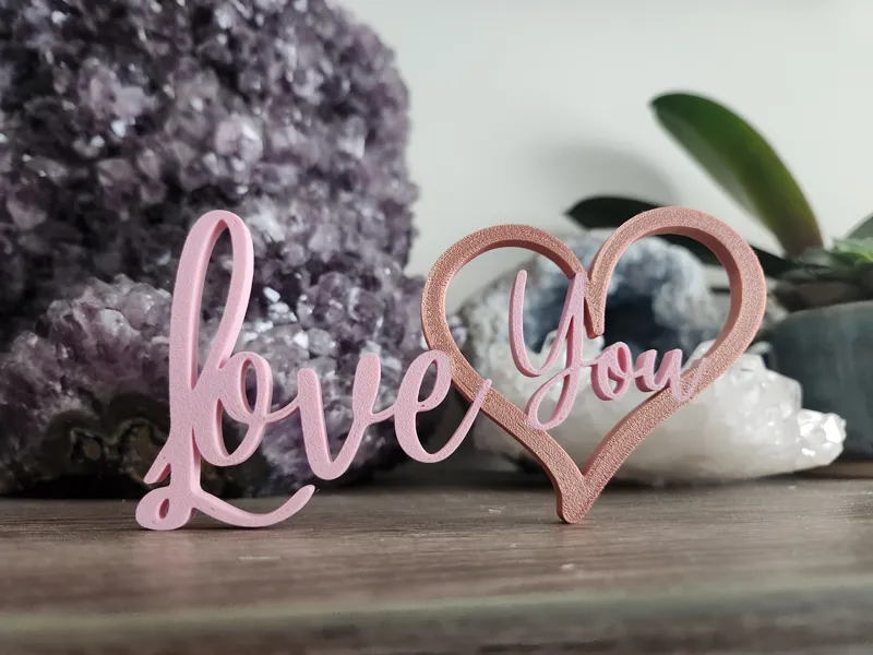 Love You - Heart - Elegant desk sign, gift tag