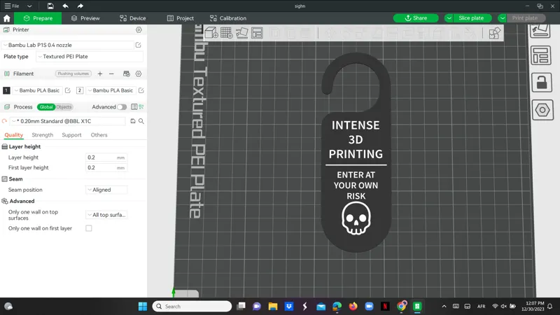 printing sign