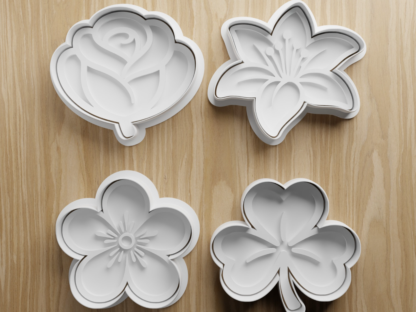Flower Cookie Cutter|Rose, Lily, Blossom & Clover