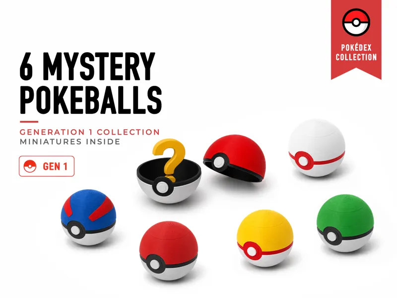 Tiny 6 Mystery Pokeballs - Mini Pokemon Series