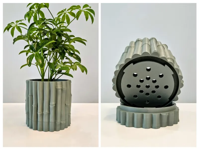 Bamboo Planter with Hidden Drip Tray