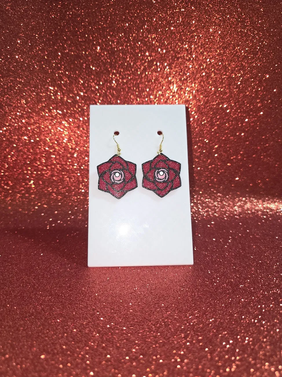 Pearl rose earrings view 2