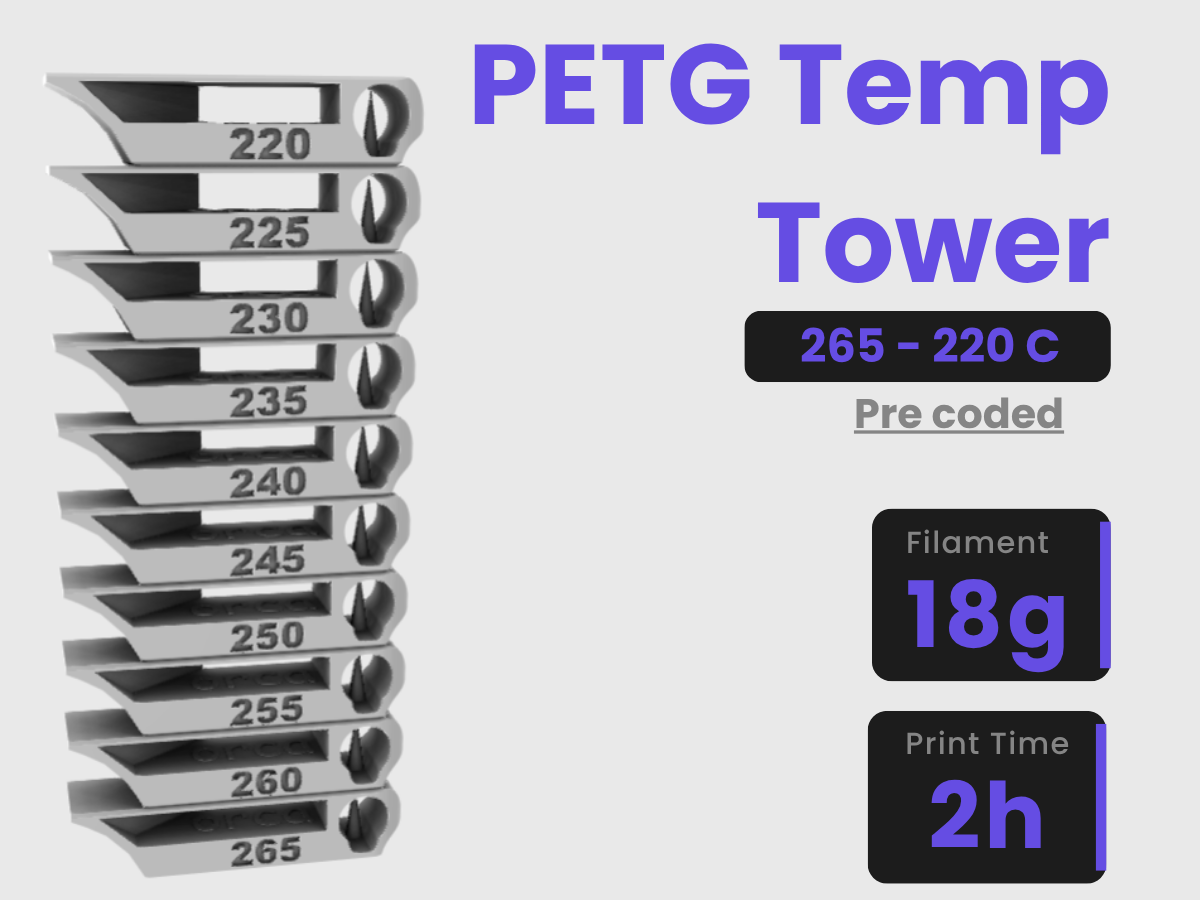 Bambu Studio PETG Temperature Test Tower