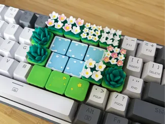 Pokopia Grass / Flower/ Water Block Keycaps