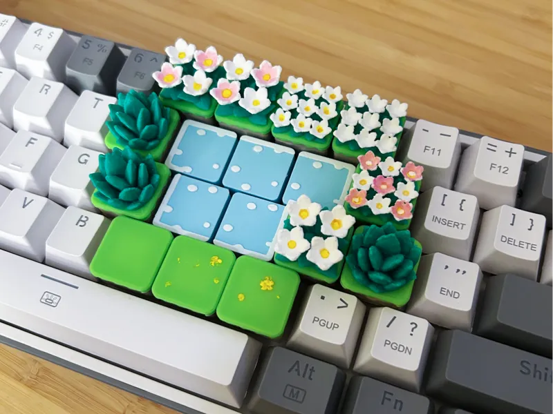 Pokopia Grass / Flower/ Water Block Keycaps