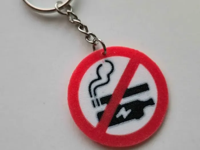 No Vaping or Smoking Keychain sign