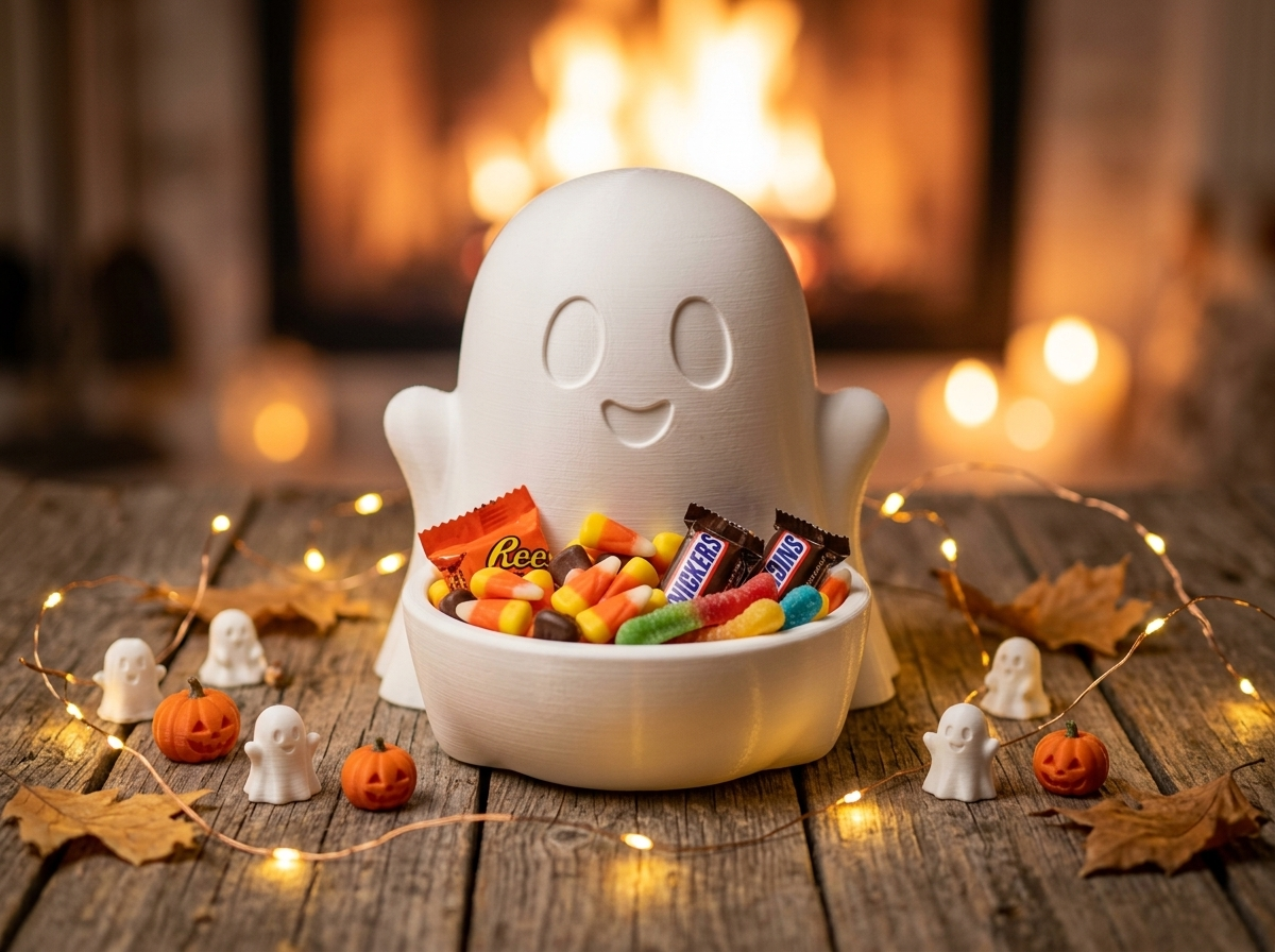Cute Ghost Candy Bowl – Halloween Decor - 1