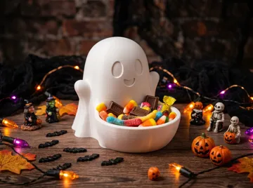 Adorno temático: Cute Ghost Candy Bowl – Halloween Decor — vista de referencia 4