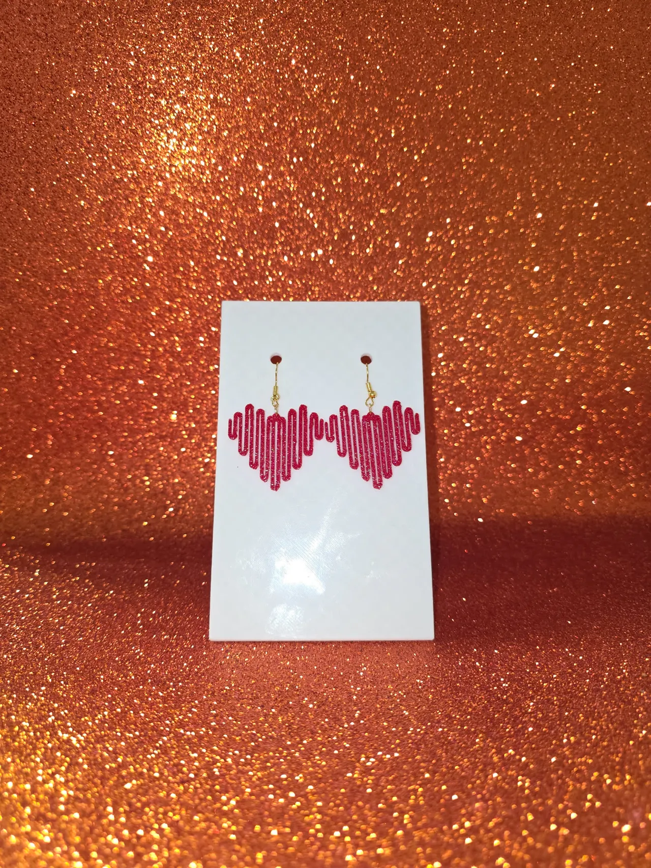 Heart soundwave earrings view 2