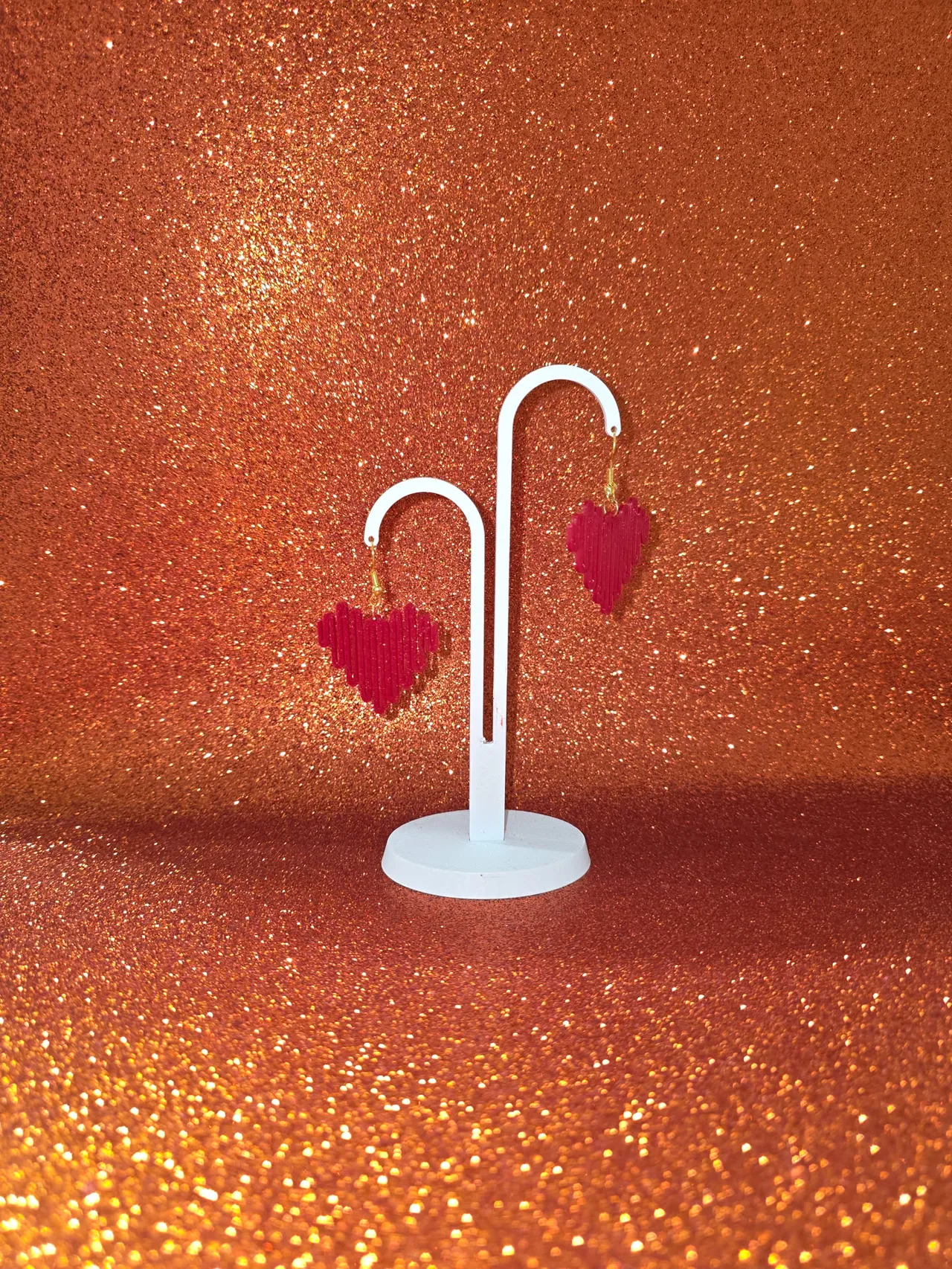 Heart soundwave earrings view 3