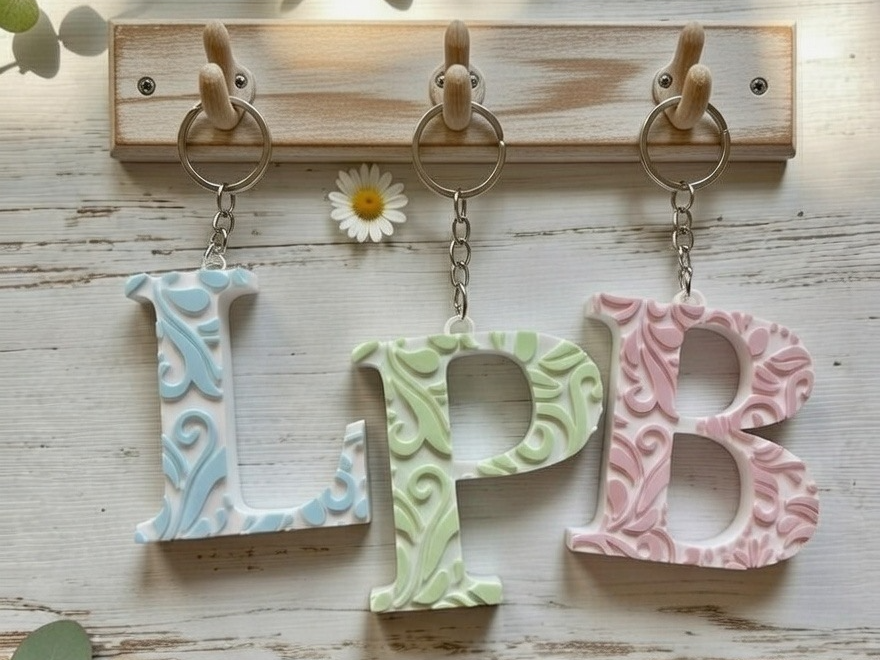 keychain Floral Arabesques set A to Z