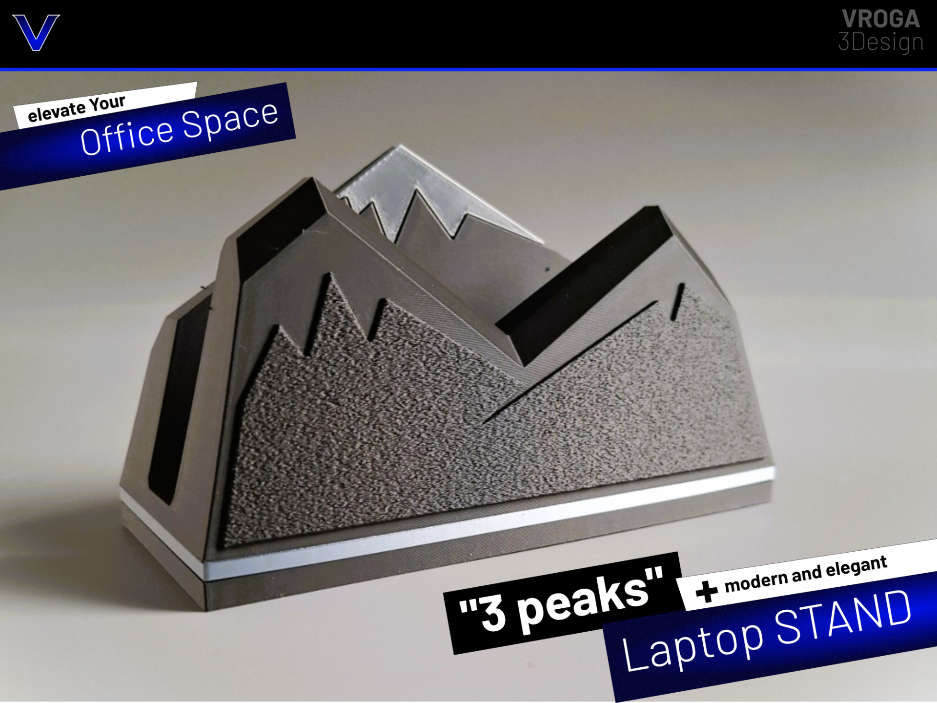 3 Peaks Modern Designer Laptop Stand
