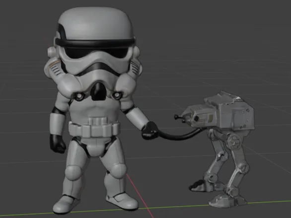 Storm Trooper walking a baby AT-ST