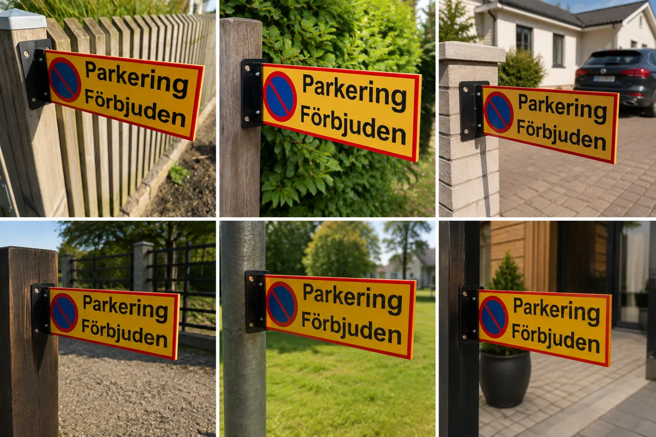 Sign holder for facade or fence (No parking sign) view 2