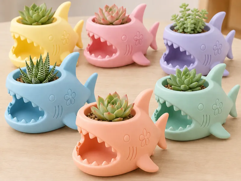 Cute Shark Planter – One Color Print