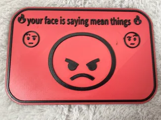 your face is saying mean things