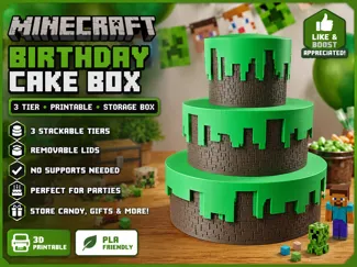 Minecraft Style Birthday Cake Box – 3 Tier