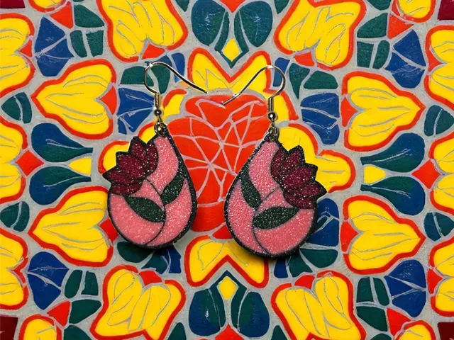 Mosaic Flower in a drop earrings