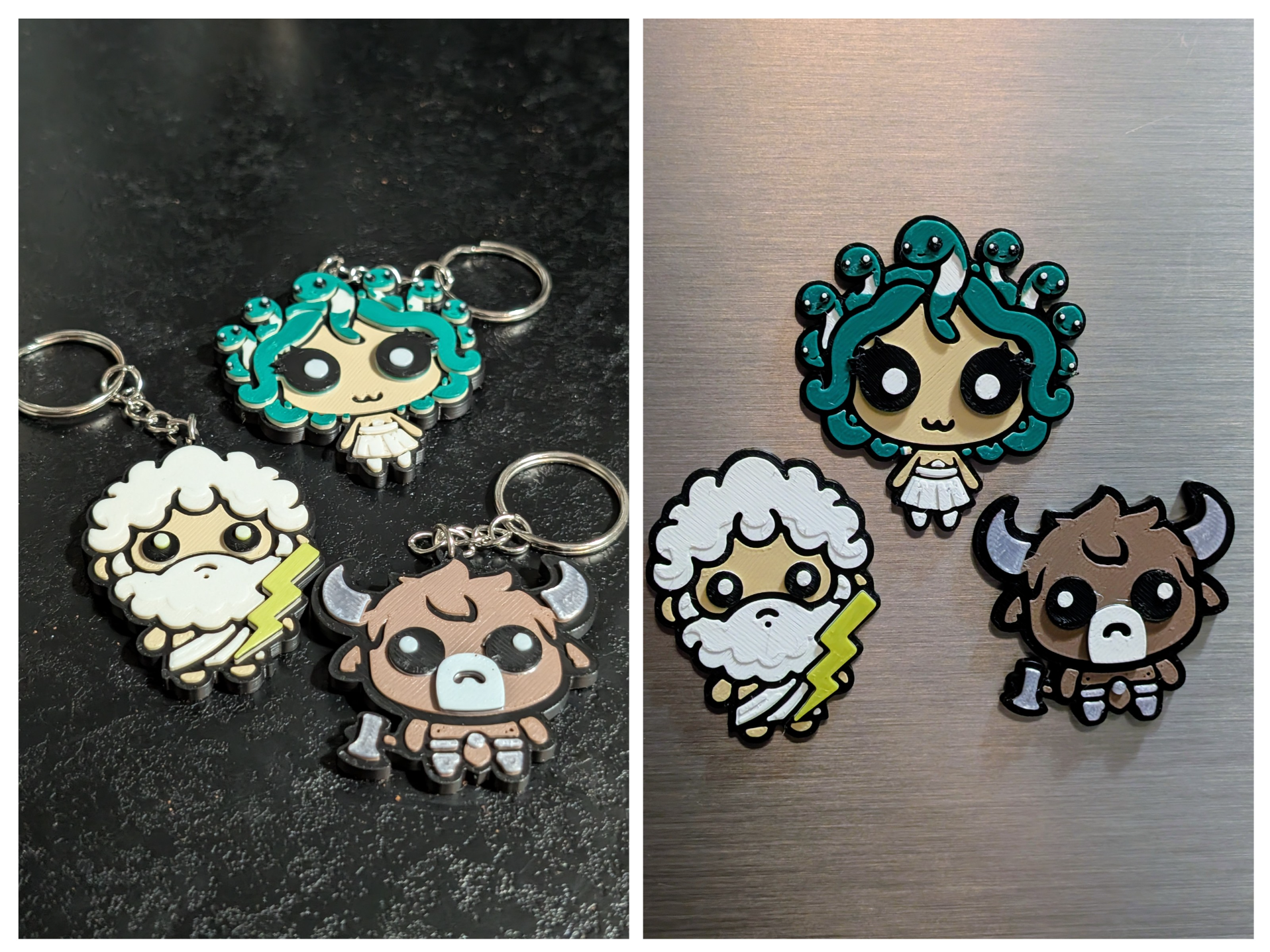 Cute Greek Mythology Magnets & keychains - layered