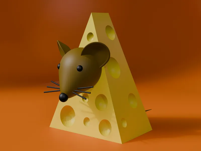 Cute Funny Mouse In A Block Of Cheese