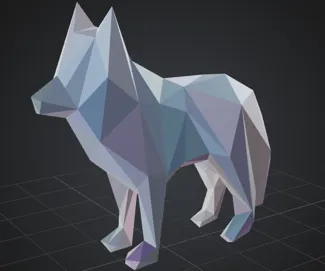 Simple Low Poly Wolf Sculpture 