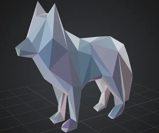 Simple Low Poly Wolf Sculpture 