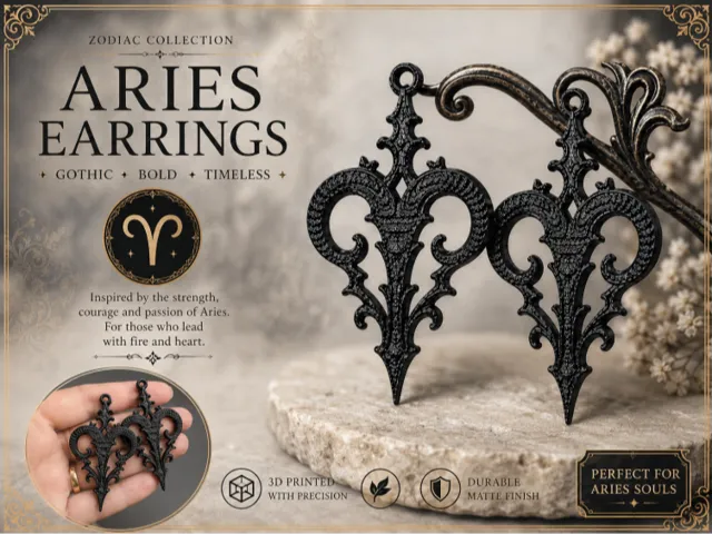 Aries Zodiac Gothic Earrings –3D Printable STL