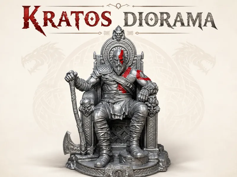 Kratos Throne Diorama – Spartan God Warrior