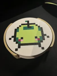 Green Junimo coaster + holder