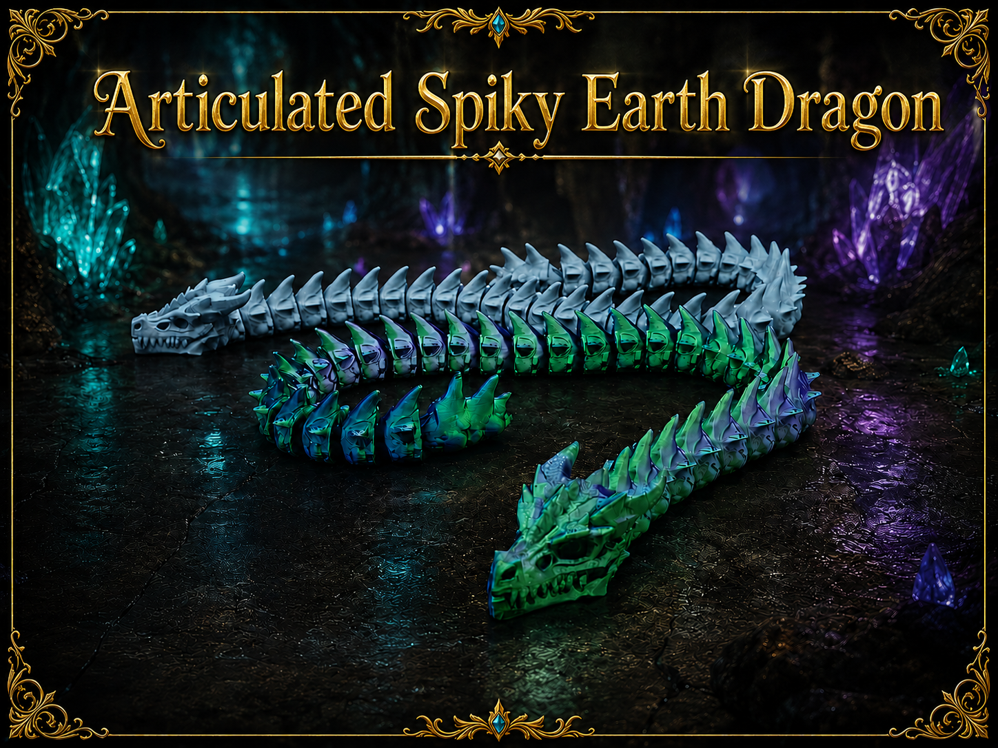 Articulated Spiky Earth Dragon – Print-in-Place