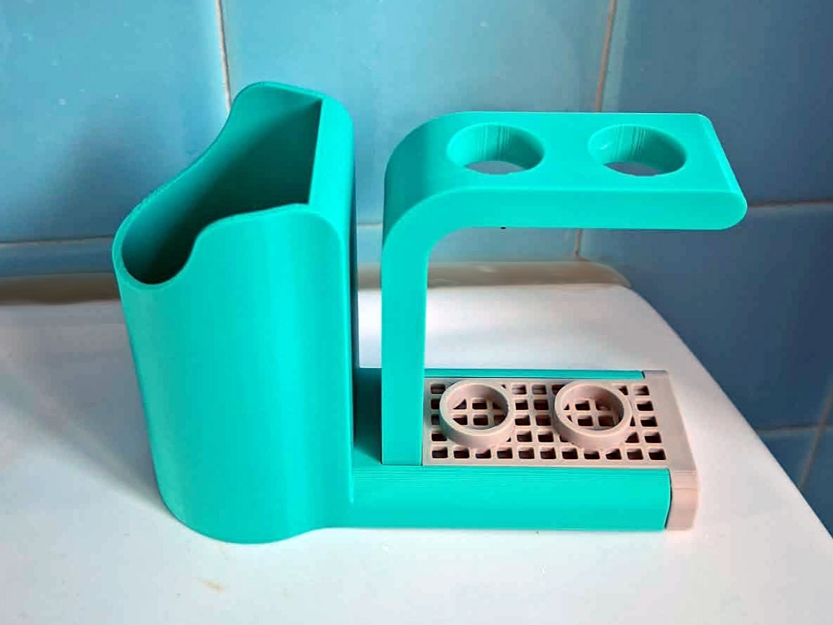 Support 2 brosses à dents + dentifrice