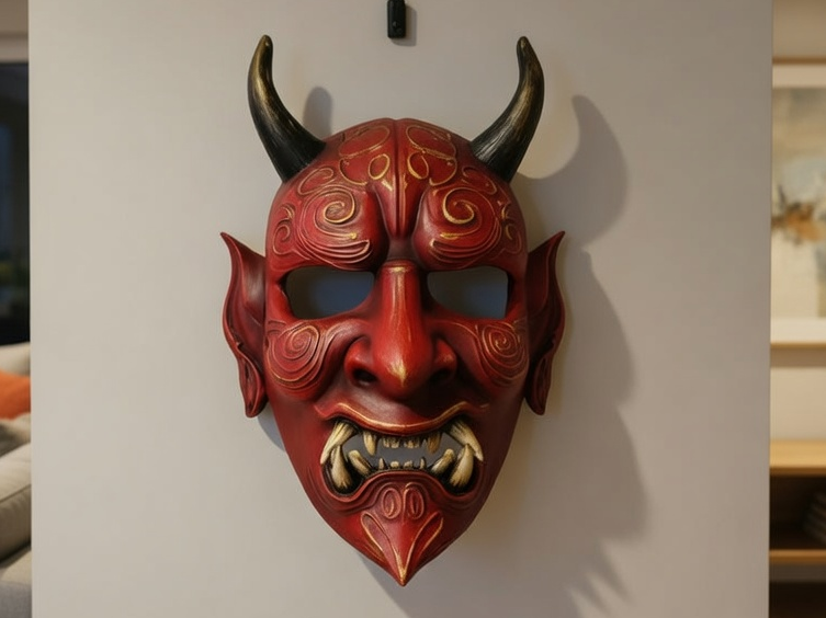 Japanische Oni-Maske - hochdetailliertes 3D-Druck