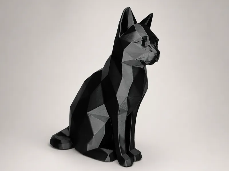 Low Poly Sitting Cat – Modern Geometric Cat