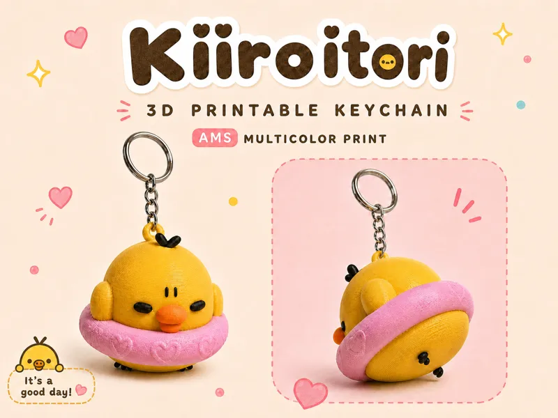 Angry Kiiroitori in a Swim Ring - Keychain (AMS)