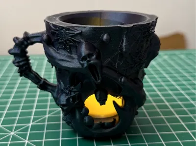 Halloween cup with skulls and bubble milk tea