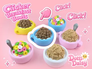 Cute Cereal Puffs Breakfast Bowl Fidget Clicker