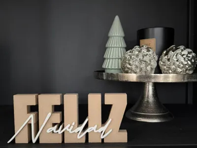 Feliz Navidad Decoration Winter Lettering Fuzzy Skin
