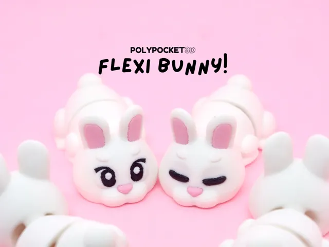 Cute Flexi Bunny with Keychain - No Supports