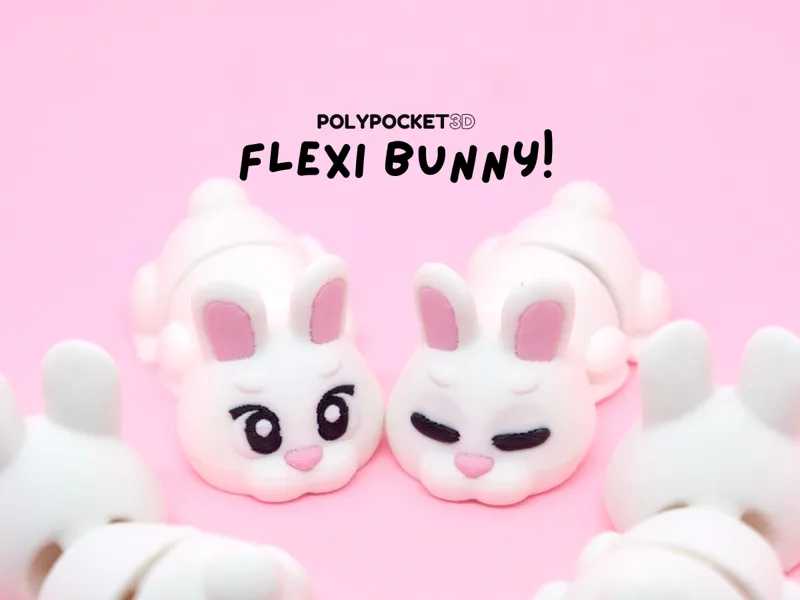 Cute Flexi Bunny with Keychain - No Supports