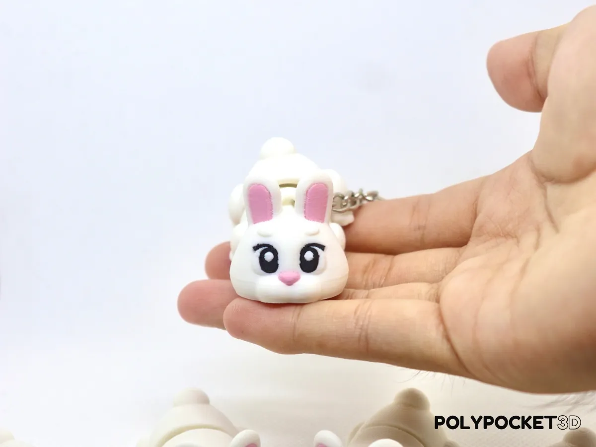 Cute Flexi Bunny with Keychain - No Supports view 2