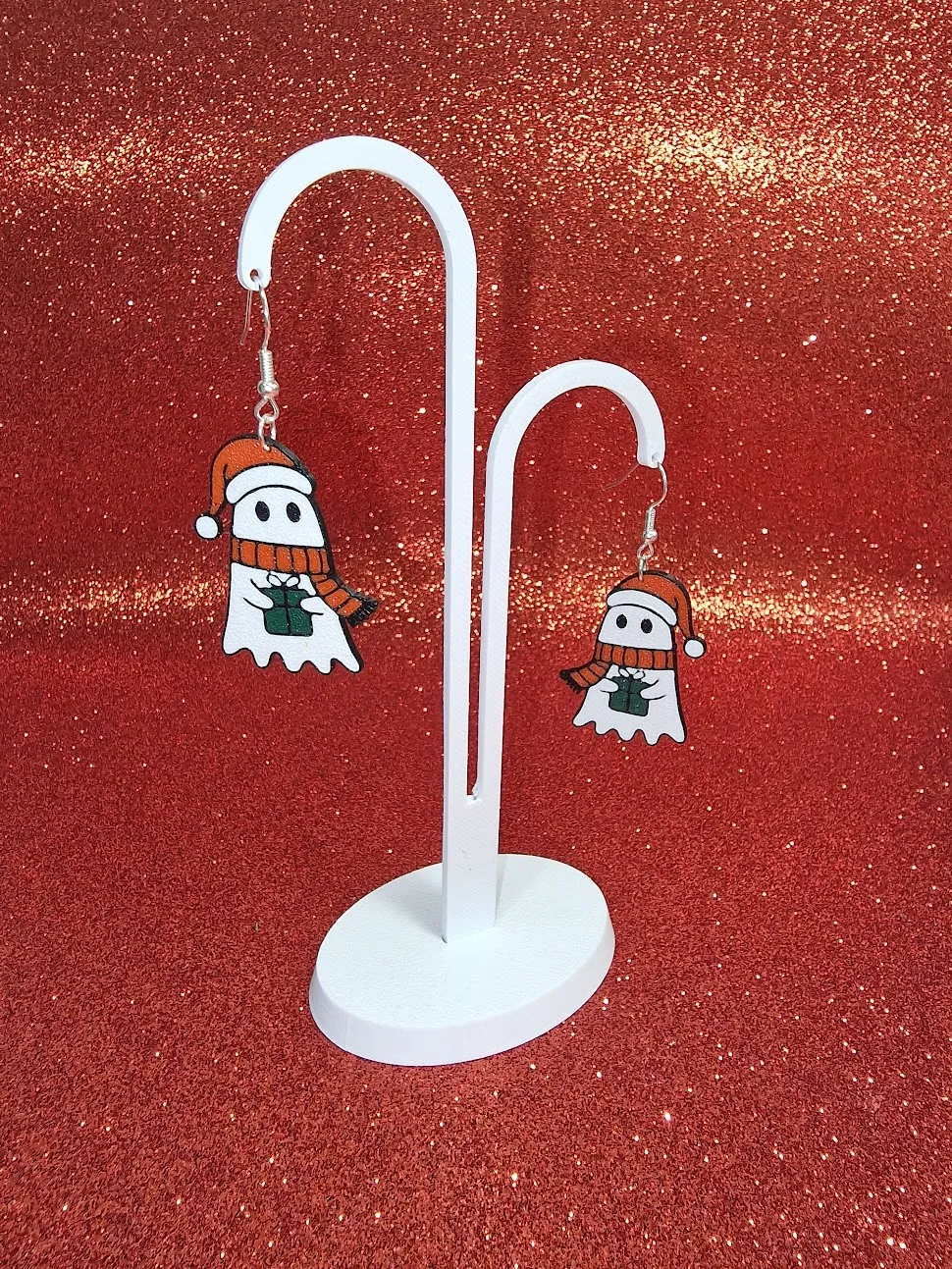 Christmas ghost earrings view 3