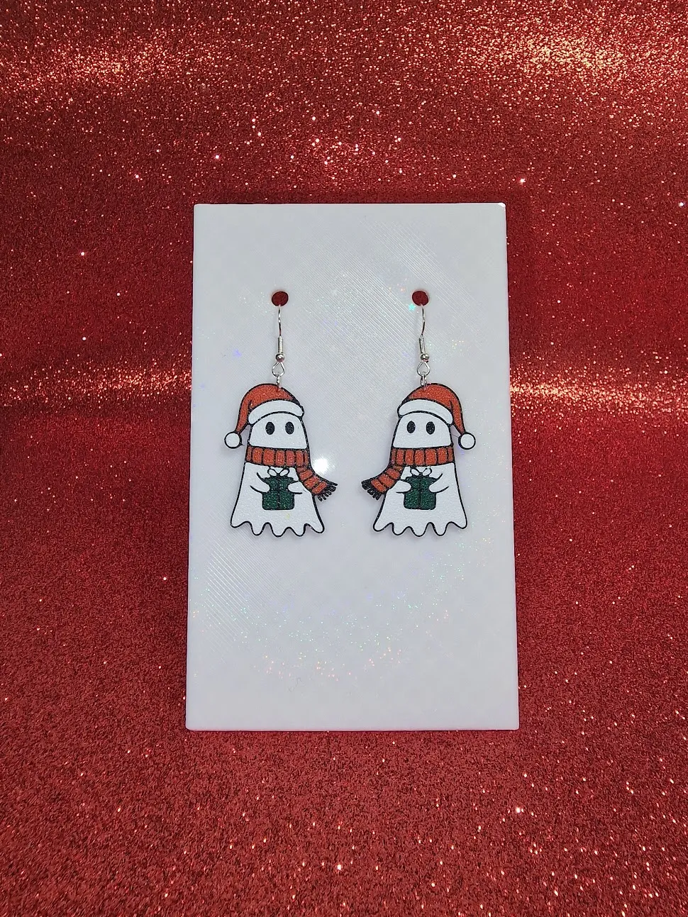 Christmas ghost earrings view 2