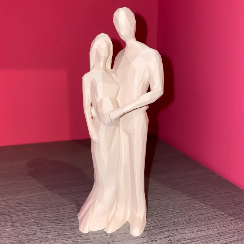 Couple Expecting New Baby Statue Sculpt Low Poly