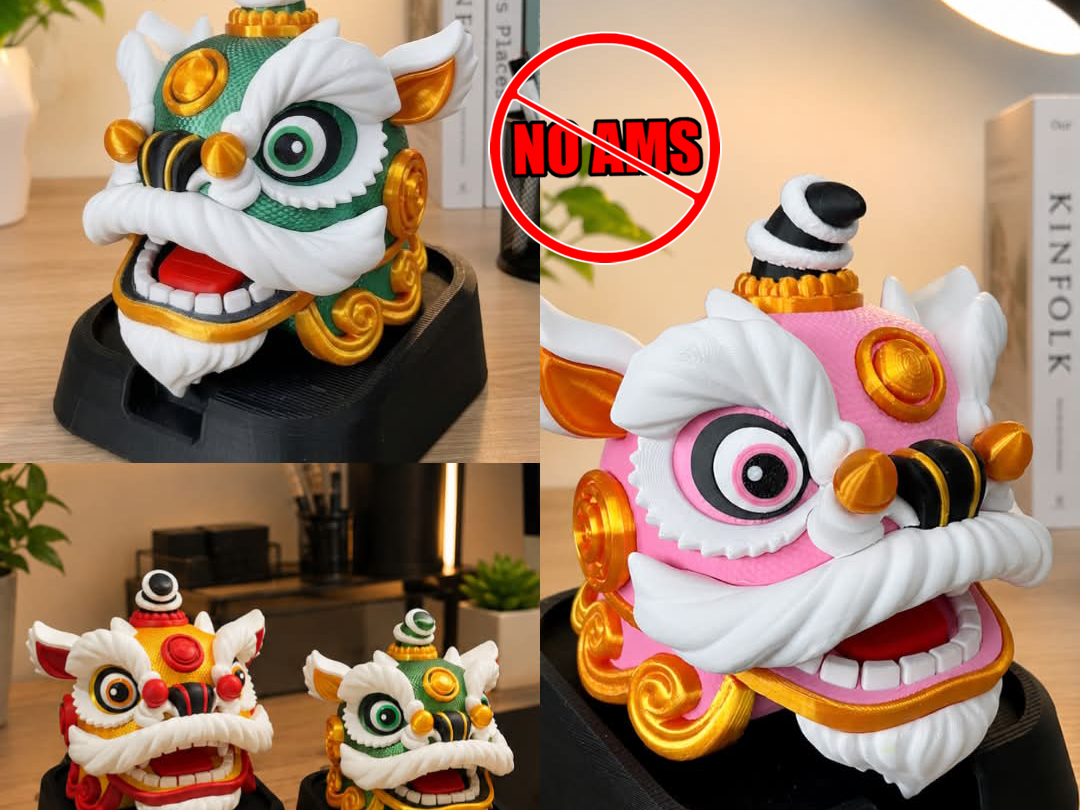 Chibi Lion Dance Head - 3D printed Other Miniatures, in stock in India