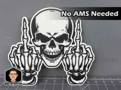 Skull throwing double fingers w/ no regrets No AMS
