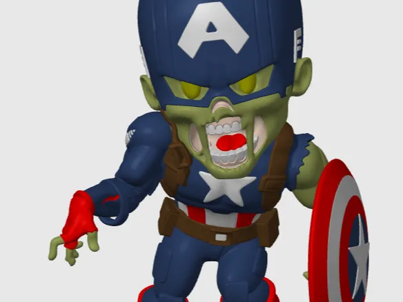 Zombie Captain America Cartoon Style 