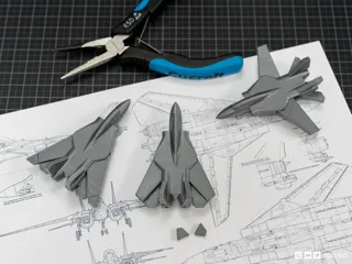 Print-in-place and articulated F14 Jet Fighter with Improved Wingdesign